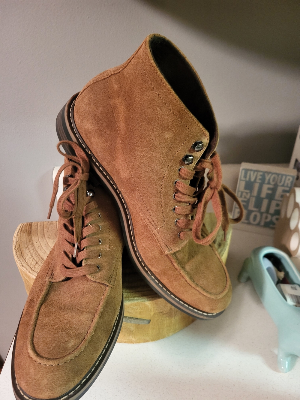 Banana Republic Tan Suede Lace-Up Boots